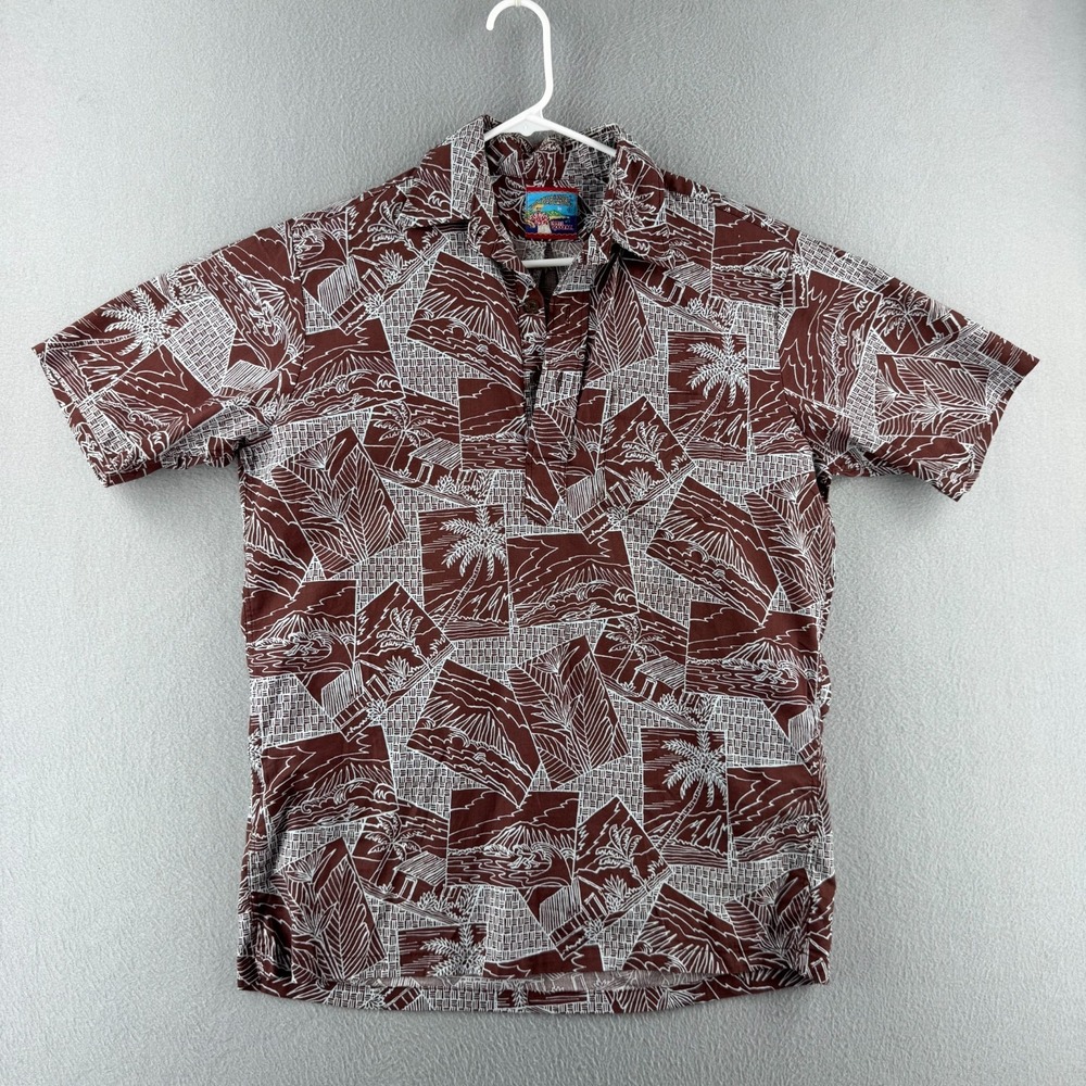 Reyn‎ Spooner Shirt Mens Small Brown Aloha Hawaiian Pop Over Cotton Joe Kealoahs